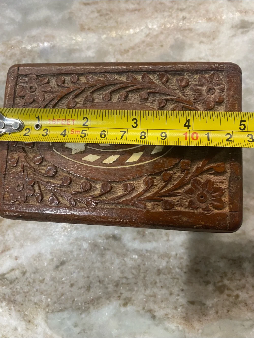 Vintage Pier 1 Carved Wood Trinket Box India Boho